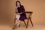 PURPLE DUPION EMB. KURTA SET (2 PCS)