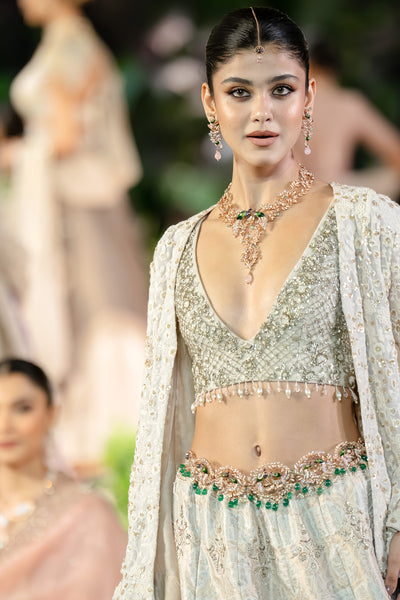 TOOSH BROCADE & GEORGETTE EMB. LEHENGA SET (EVO-02A) (2 PCS)