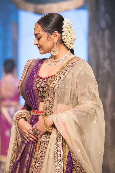 Red Silk Dupion Embroidered Heavy Lehenga Set (KS-15)