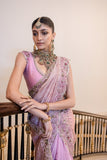 ONION PINK TUSSAR & ORGANZA EMB. TWO-PIECE SAREE SET(EVO-08) (3 PCS)
