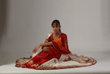 IVORY GAUZE CRINKLED LEHENGA SET WITH CHANDERI UNSTITCHED BLOUSE (BRM-25A))