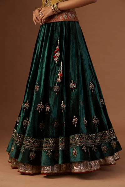 EMERALD GREEN EMBROIDERED LEHENGA (FB-24L)