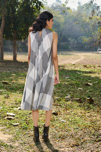 BLACK AND WHITE CHECK COTTON DRESS(CM-03A/DRS)