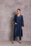 DARK BLUE VISCOSE DUPION PRINTED KURTA SET (DT-05)