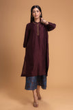 BROWN DUPION EMB. KURTA SET (2 PCS)