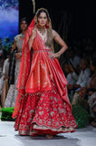 Olive Cotton Emb. Printed  Blouse With Red Dupion Emb. Lehenga And Dupatta, Red Tussar Banarasi Saree (Dmt-11/bls, Fb-32/leh, Nlb- 34012, Sl-03/dup)
