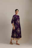 Eggplant silk chanderi bloomcycle printed tunic (SV-05/KUR)