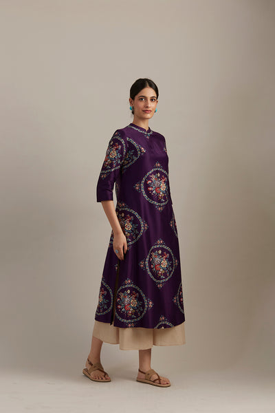 EGGPLANT SILK CHANDERI TUNIC (1 PC)