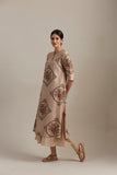 Beige silk chanderi bloomcycle printed tunic (SV-05/KUR)