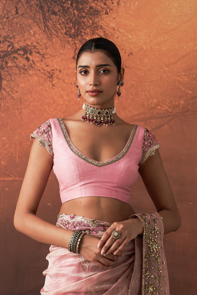 ONION PINK DUPION EMB. BLOUSE (EVO-08A)( 1 PC)