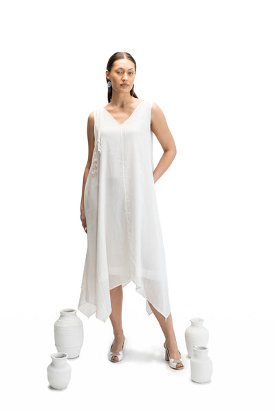 WHITE COTTON HANKERCHIEF DRESS (BFW-01B/DRS)