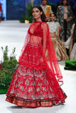 Red Mushroo & Dupion Embroidered Lehenga Set (Tl-07/bls, Sl-03, Sl-03/dup)
