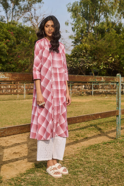 MAROON & WHITE CHECK COTTON JACKET (CM-06/JKT)