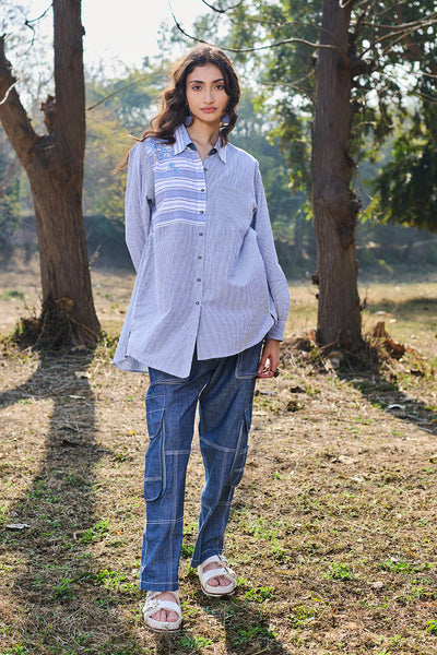BLUE DENIM CARGO PANTS (CM-15/BTM)
