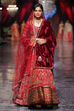 RED DUPION WEAVE MUKTI KALI EMBROIDERED LEHENGA SET (4 PCS)