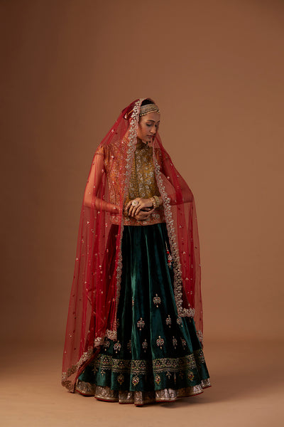 CRIMSON TULLE EMBROIDERED DUPATTA (1 PC)