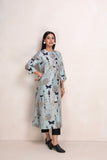 AQUA SILK CHANDERI PRINTED TUNIC (1 PC)