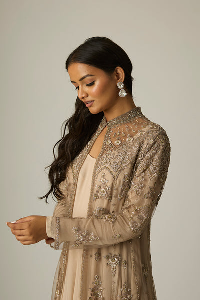 TOOSH CHIFFON & TULLE EMBROIDERED ANARKALI SET (2 PCS)