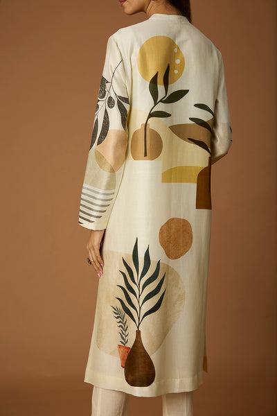 IVORY CHANDERI PRINTED TUNIC (BCC-01)