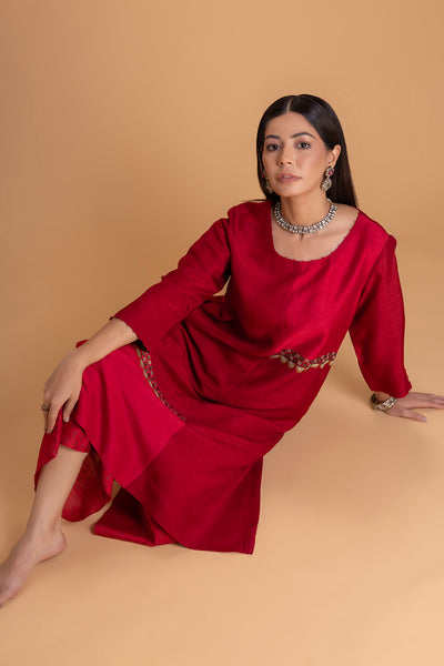 RED DUPION EMB. KURTA SET (2 PCS)