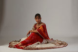 IVORY GAUZE CRINKLED LEHENGA SET WITH CHANDERI UNSTITCHED BLOUSE (BRM-25A))