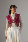 IVORY DUPION SILK SKIRT WITH SATIN SHIRT & FALSA JACKET ( 3 PCS)