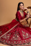 RED MUSHROO EMB LEHENGA SET (3 PCS)