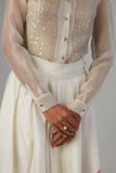 IVORY DUPION SILK SKIRT WITH SATIN SHIRT & FALSA JACKET ( 3 PCS)