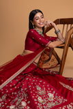 RED MUSHROO EMB LEHENGA SET (3 PCS)