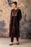 Brown Velvet Embroidered Tunic Set(Vt-03)