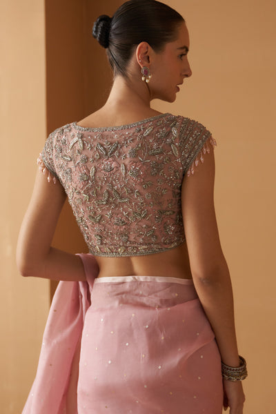 OLD ROSE NET EMBROIDERED BLOUSE (1 PC)