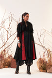BLACK MELANGE WOOL EMBROIDERED TRENCH COAT (WLN-01/JKT)