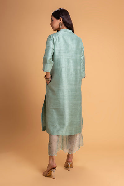 AQUA DUPION EMB. KURTA SET (2 PCS)
