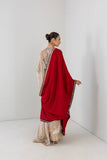 BLOOD RED EMBROIDERED WOOLLEN SHAWL (1 PC)