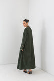 MOSS GREEN LONG EMBROIDERED MELANGE DRESS (1 PC)