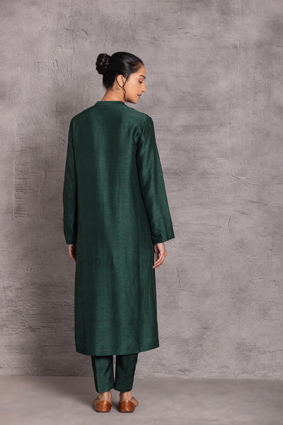 EMERALD VISCOSE DUPION EMBROIDERED KURTA SET (DT-04)