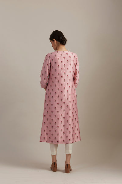Blush silk chanderi floral printed tunic (SV-12/KUR)