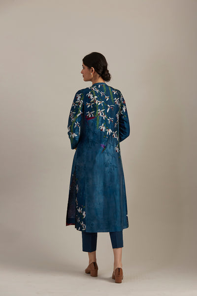 Sapphire foresta printed silk chanderi tunic (SV-03/KUR)