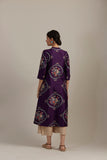 Eggplant silk chanderi bloomcycle printed tunic (SV-05/KUR)