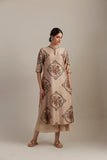 Beige silk chanderi bloomcycle printed tunic (SV-05/KUR)