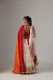 IVORY GAUZE CRINKLED LEHENGA SET WITH CHANDERI UNSTITCHED BLOUSE (BRM-25A))