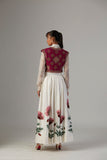 IVORY DUPION SILK SKIRT WITH SATIN SHIRT & FALSA JACKET ( 3 PCS)