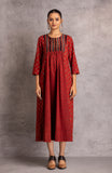 Red Cotton Ajrakh Dress (PR-08/DRS)