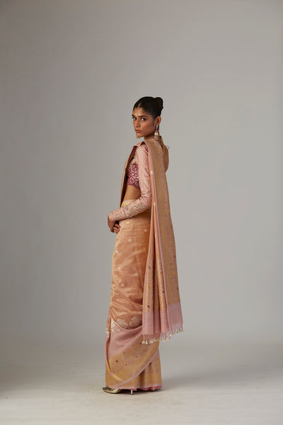 OLD ROSE BROCADE SAREE (2 PCS)