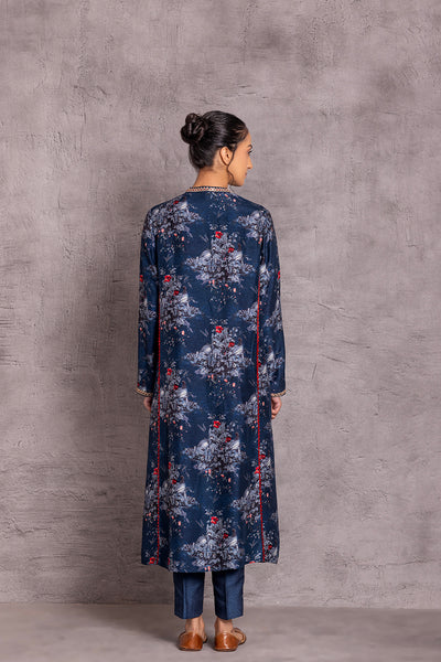 BLUE VISCOSE DUPION EMBROIDERED TUNIC ( DC-03)