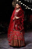 RED DUPION WEAVE MUKTI KALI EMBROIDERED LEHENGA SET (4 PCS)