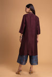 BROWN DUPION EMB. KURTA SET (2 PCS)