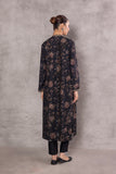 BLACK VISCOSE DUPION  PRINTED EMBROIDERED TAGAAI KURTA (DC-02/KUR)
