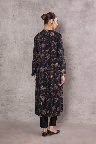 BLACK VISCOSE DUPION  PRINTED EMBROIDERED TAGAAI KURTA (DC-02/KUR)