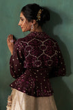 WINE DUPION EMBROIDERED PEPLUM JACKET (1 PC)